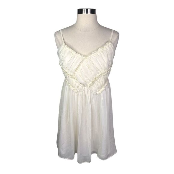 Maude Ivory Ruffled Y2K Mini Dress - Size Large - Picture 1 of 3